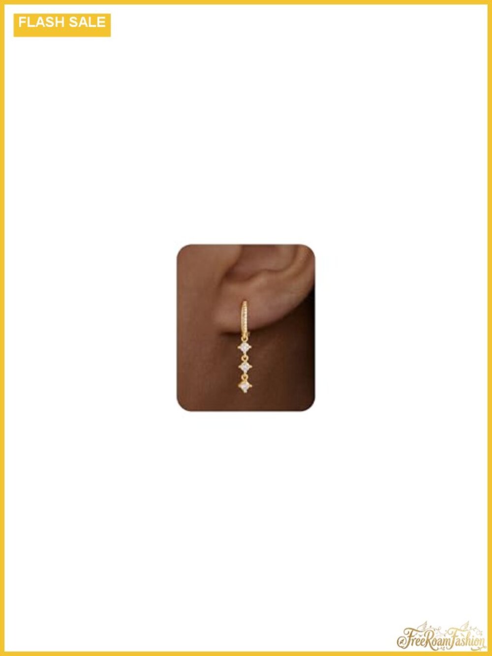 Gold Plated Dangle Drop Earrings with CZ Crystal for Women
